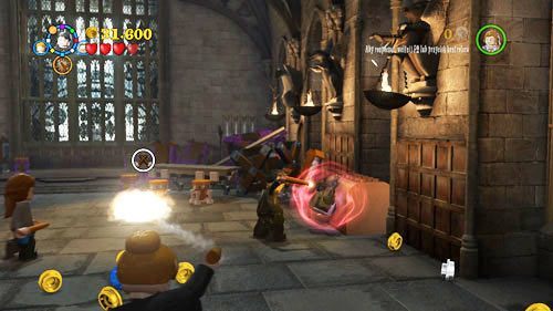During the battle in the great hall, go to the right and find a chest that with a lock - Harry Potter Years 5-7: Back to School - secrets, collectibles - Year 7 - LEGO Harry Potter Years 5-7 Guide