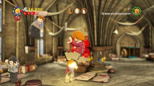 This student is in The Room of Requirement - go to the right and look for the student hanging from the ceiling - Harry Potter Years 5-7: Back to School - secrets, collectibles - Year 7 - LEGO Harry Potter Years 5-7 Guide