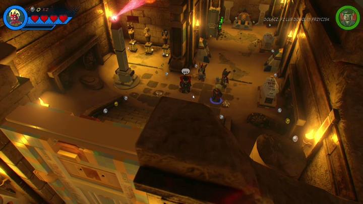 First use Captain Marvels lasers to destroy the golden statues on the left side - LEGO Marvel 2: Mission 17 - I Sphinx We Have a Problem Walkthrough - LEGO Marvel 2: Walkthrough - LEGO Marvel Super Heroes 2 Game Guide