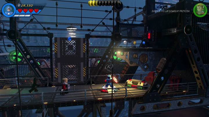 In order to reach the higher level, you need to use Captain America and boot Black Panther on the platform presented in the picture - LEGO Marvel 2: Mission 5 - Hydra Hijinks Walkthrough - LEGO Marvel 2: Walkthrough - LEGO Marvel Super Heroes 2 Game Guide