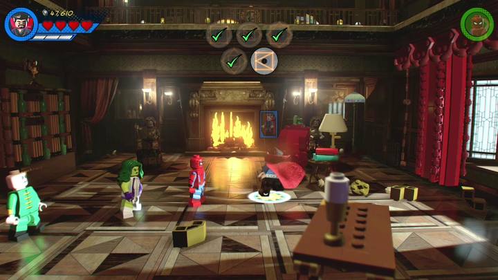 Go back to the main hall and enter the room on the right - LEGO Marvel 2: Mission 8 - Rune to Maneuver Walkthrough - LEGO Marvel 2: Walkthrough - LEGO Marvel Super Heroes 2 Game Guide