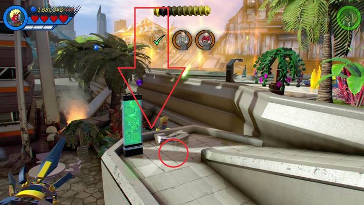 Minikit #8 is right next to the rescued Stan Lee - LEGO Marvel 2: Mission 1 - No Eson of Mine? Secrets - LEGO Marvel 2: Mission secrets - LEGO Marvel Super Heroes 2 Game Guide