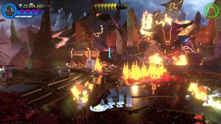 Destroy the first statue and you should notice a puzzle on the ground - LEGO Marvel 2: Mission 7 - Surtur-n Doom Secrets - LEGO Marvel 2: Mission secrets - LEGO Marvel Super Heroes 2 Game Guide