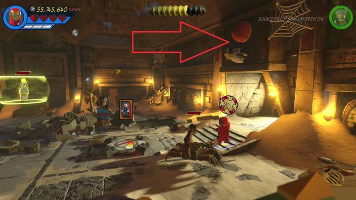 Walk to the right side and destroy the red object shown on the above picture - LEGO Marvel 2: Mission 17 - I Sphinx We Have a Problem Secrets - LEGO Marvel 2: Mission secrets - LEGO Marvel Super Heroes 2 Game Guide