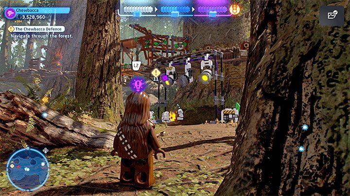 In the next location, while playing as Chewbacca, you can hit the weak point and eliminate the stormtroopers in the camp more easily - LEGO Skywalker Saga: The Chewbacca Defence - walkthrough - LEGO Skywalker Saga: Episode 6 - Return of the Jedi - LEGO Skywalker Saga Guide