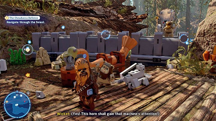 To choose the right path, you need to craft the object on the right - Ewok Horn - LEGO Skywalker Saga: The Chewbacca Defence - walkthrough - LEGO Skywalker Saga: Episode 6 - Return of the Jedi - LEGO Skywalker Saga Guide
