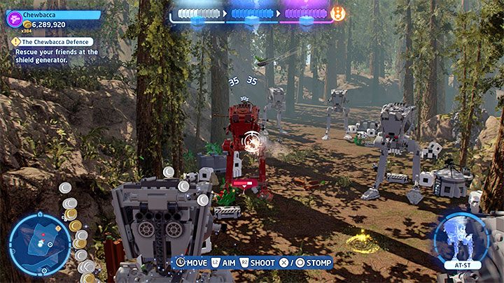 You will start the final part of the stage regardless of the path you choose, because both the left and right paths will allow you to take control of the AT-ST - LEGO Skywalker Saga: The Chewbacca Defence - walkthrough - LEGO Skywalker Saga: Episode 6 - Return of the Jedi - LEGO Skywalker Saga Guide