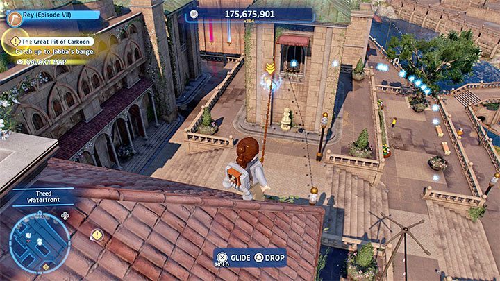 We suggest repeating the climb from the description of the Silver-topped Tower secret - LEGO Skywalker Saga: Theed - list of all puzzles - LEGO Skywalker Saga: Naboo - LEGO Skywalker Saga Guide