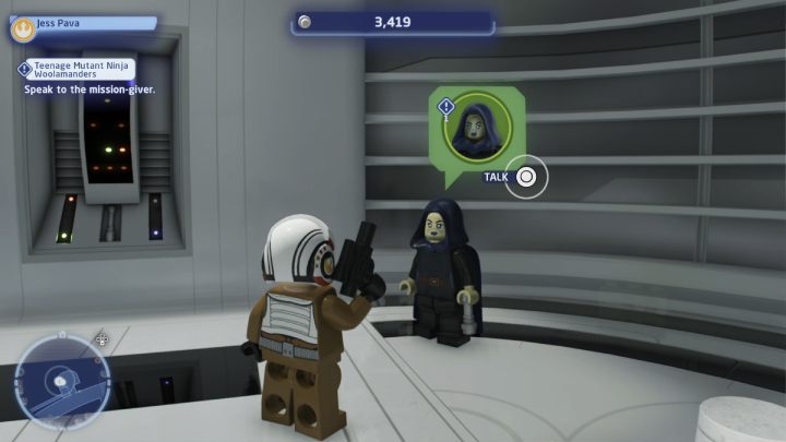 Talk to the quest giver and accept the task - LEGO Skywalker Saga: Teenage Mutant Ninja Woolamanders - walkthrough - LEGO Skywalker Saga: Kamino - the city of Tipoca - LEGO Skywalker Saga Guide