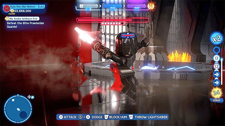 You'll face a horde of Praetorian Guards, which you can treat as this level's bosses - LEGO Skywalker Saga: No Snoke Without Fire - walkthrough - LEGO Skywalker Saga: Episode 8 - The Last Jedi - LEGO Skywalker Saga Guide