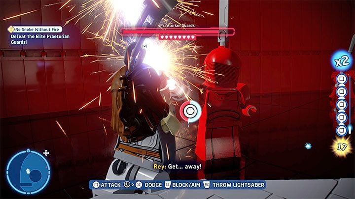 You may have to overpower the enemies during the battle from time to time by mashing the displayed button - LEGO Skywalker Saga: No Snoke Without Fire - walkthrough - LEGO Skywalker Saga: Episode 8 - The Last Jedi - LEGO Skywalker Saga Guide