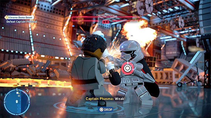 Captain Phasma will take damage for the ninth time - LEGO Skywalker Saga: Chrome Dome Down - walkthrough - LEGO Skywalker Saga: Episode 8 - The Last Jedi - LEGO Skywalker Saga Guide