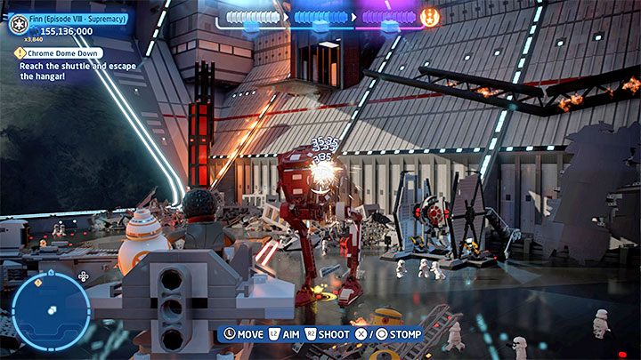 Your final objective is to escape the First Order ship - LEGO Skywalker Saga: Chrome Dome Down - walkthrough - LEGO Skywalker Saga: Episode 8 - The Last Jedi - LEGO Skywalker Saga Guide