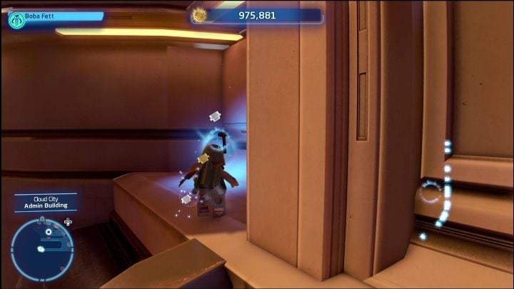 This brick is to the west of the landing field, on the outer part of the building - LEGO Skywalker Saga: Cloud City - list of all puzzles - LEGO Skywalker Saga: Bespin - LEGO Skywalker Saga Guide