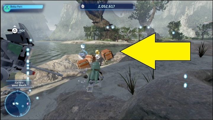 You'll find this Kyber brick on the beach, right next to the shore - LEGO Skywalker Saga: Kachirho - list of puzzles - LEGO Skywalker Saga: Kashyyyk - LEGO Skywalker Saga Guide