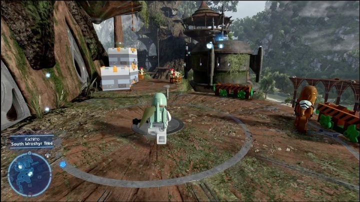 This collectible is on a metal tower and to reach it, you have to jump on the rope on the left side of the platform, then jump to the brick - LEGO Skywalker Saga: Kachirho - list of puzzles - LEGO Skywalker Saga: Kashyyyk - LEGO Skywalker Saga Guide