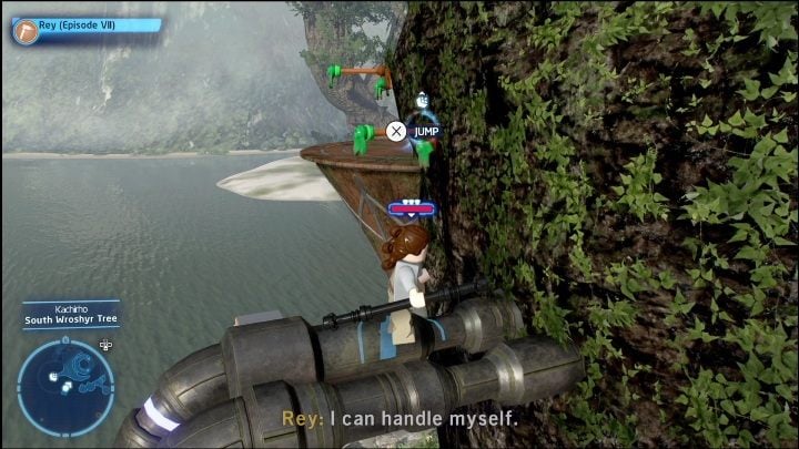 The last Kyber brick is on the wooden platform - LEGO Skywalker Saga: Kachirho - list of puzzles - LEGO Skywalker Saga: Kashyyyk - LEGO Skywalker Saga Guide