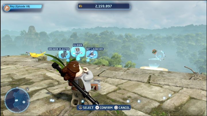 This collectible is hovering up in the air, a long way from the building - LEGO Skywalker Saga: Great Temple - list of all puzzles - LEGO Skywalker Saga: The space of Yavin 4 - LEGO Skywalker Saga Guide