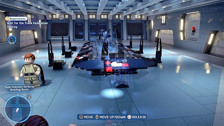 Inside the hangar talk to the TC-14 droid - LEGO Skywalker Saga: A Bigger Fish - walkthrough - LEGO Skywalker Saga: Episode 1 - The Phantom Menace - LEGO Skywalker Saga Guide