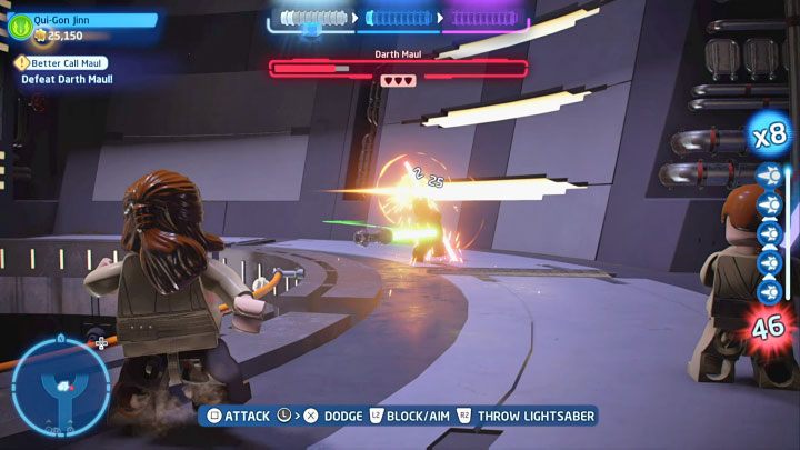 After completing all puzzles, you have to engage into the last, that is, fourth duel with the boss - LEGO Skywalker Saga: Better Call Maul - walkthrough - LEGO Skywalker Saga: Episode 1 - The Phantom Menace - LEGO Skywalker Saga Guide
