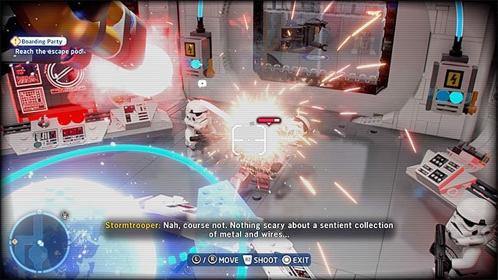 The yellow terminal is reserved for C-3PO - LEGO Skywalker Saga: Boarding Party - walkthrough - LEGO Skywalker Saga: Episode 4 - A New Hope - LEGO Skywalker Saga Guide