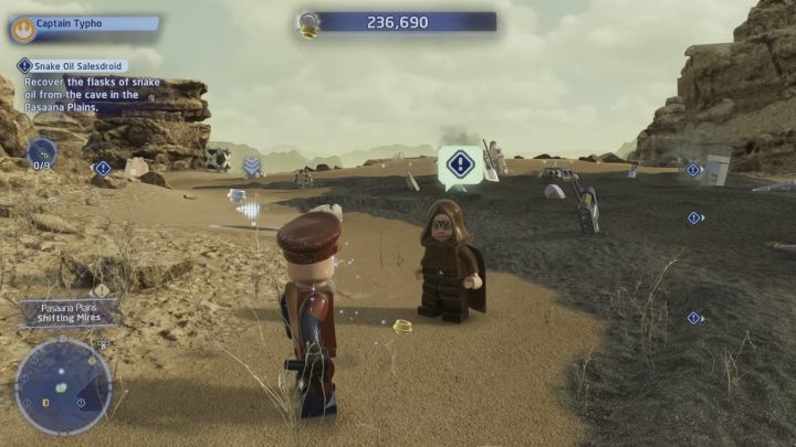 Use a taxi to get to the Pasaana Plains and talk to the resident wearing a brown cloak - LEGO Skywalker Saga: Snake Oil Salesdroid - walkthrough - LEGO Skywalker Saga: Ajan Kloss - resistance camp - LEGO Skywalker Saga Guide