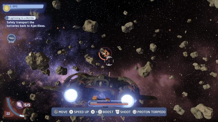 On your way, you will be attacked by several waves of enemy ships - LEGO Skywalker Saga: Lightning in a Bottle - walkthrough - LEGO Skywalker Saga: Ajan Kloss - resistance camp - LEGO Skywalker Saga Guide