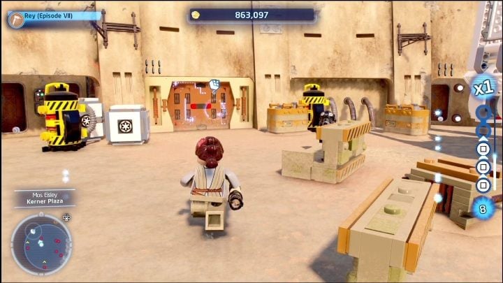 The brick is in a hangar filled with enemies - LEGO Star Wars The Skywalker Saga: Mos Eisley - list of all puzzles - LEGO Skywalker Saga: Tatooine - LEGO Skywalker Saga Guide