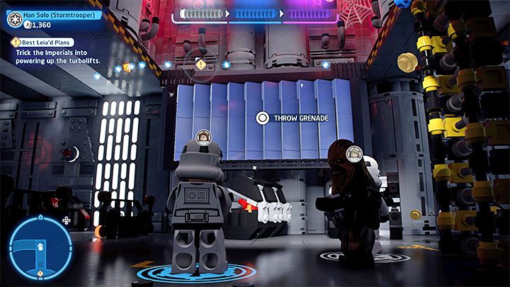 The second option is to use a grenade on silver objects adjacent to the force field (check the screenshot above) - LEGO Skywalker Saga: Best Leiad Plans - walkthrough - LEGO Skywalker Saga: Episode 4 - A New Hope - LEGO Skywalker Saga Guide