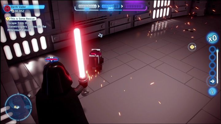 On this level, you'll find 3 robots moving in circles on the floors - LEGO Skywalker Saga: A New Hope - list of collectibles and rewards - LEGO Skywalker Saga: Minikits - LEGO Skywalker Saga Guide