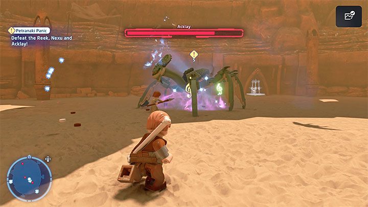 The ideal technique for dealing with giant beasts is to use mind control, specifically its variant called Distract - LEGO Skywalker Saga: Petranaki Panic - walkthrough - LEGO Skywalker Saga: Episode 2 - Attack of the Clones - LEGO Skywalker Saga Guide