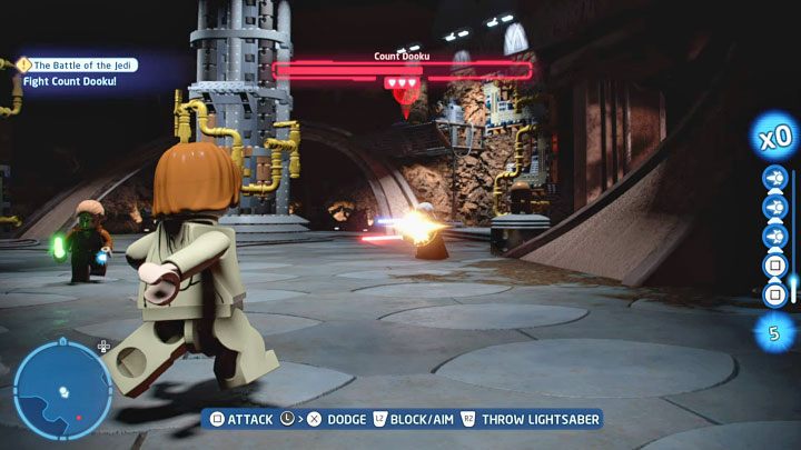 The overall tactic for fighting Count Dooku is similar to Darth Maul and other lightsaber-wielding enemies - LEGO Skywalker Saga: Count Dooku in Episode 2 - boss, how to beat? - LEGO Skywalker Saga: Bosses - LEGO Skywalker Saga Guide