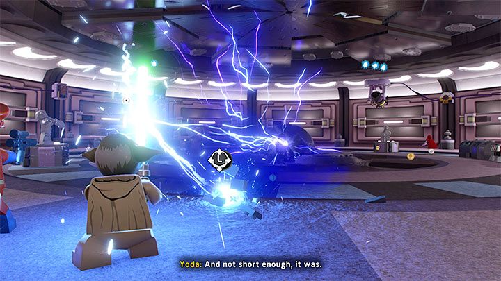 Immediately after starting the battle against Darth Sidious you'll be tasked with deflecting his Force Lightning as Yoda - LEGO Skywalker Saga: Senate Showdown - walkthrough - LEGO Skywalker Saga: Episode 3 - Revenge of the Sith - LEGO Skywalker Saga Guide