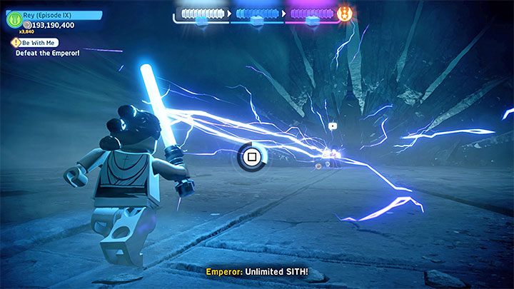 Despite the fact that you are dealing with the final boss, you must know that you this is not going to be a full-fledged encounter - LEGO Skywalker Saga: Emperor - boss, how to beat? - LEGO Skywalker Saga: Bosses - LEGO Skywalker Saga Guide