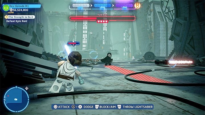 Make sure to dodge his attacks - LEGO Skywalker Saga: The Strength To Do It - walkthrough - LEGO Skywalker Saga: Episode 9 - The Rise of Skywalker - LEGO Skywalker Saga Guide