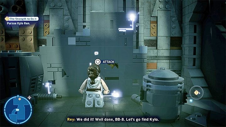 Stick with Rey and cut open the pictured wall with your lightsaber - LEGO Skywalker Saga: The Strength To Do It - walkthrough - LEGO Skywalker Saga: Episode 9 - The Rise of Skywalker - LEGO Skywalker Saga Guide