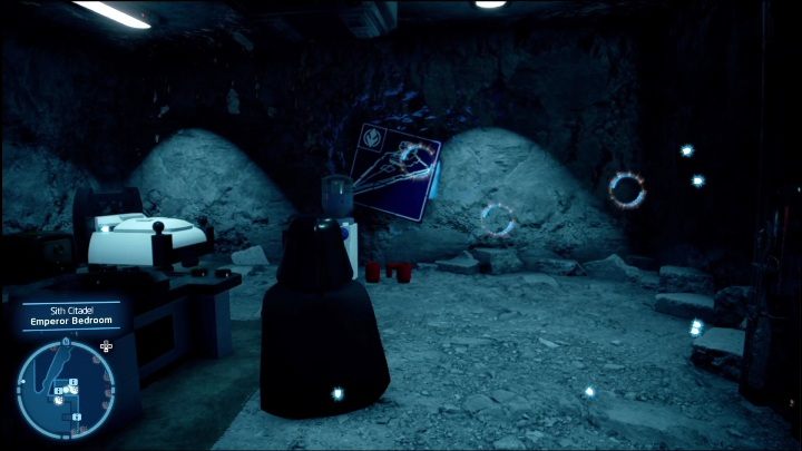 The brick is hidden in a recess in the wall and covered with a poster - LEGO Skywalker Saga: Sith Citadel - list of all puzzles - LEGO Skywalker Saga: Exegol - LEGO Skywalker Saga Guide