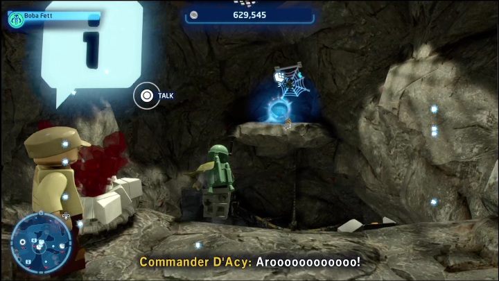 The brick lies on a small ledge, right next to a web with a spider - LEGO Star Wars The Skywalker Saga: Criat Outpost - list of all puzzles - LEGO Skywalker Saga: Criat - LEGO Skywalker Saga Guide