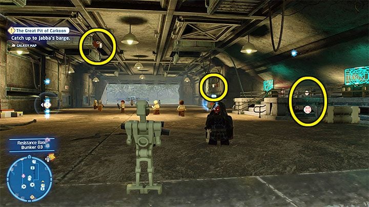 You will find a locked container and you have to look around the bunker in order to find 4 targets - LEGO Skywalker Saga: Resistance Base - list of all puzzles - LEGO Skywalker Saga: DQar - LEGO Skywalker Saga Guide