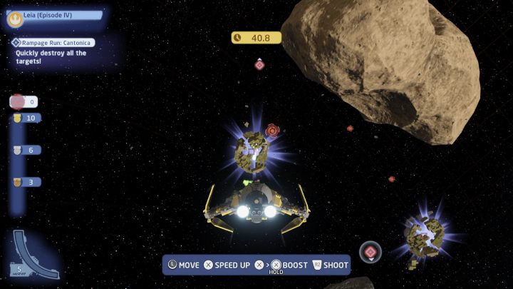 To complete the trial, you have to shoot down as many targets as possible within 45 seconds - LEGO Skywalker Saga: Cantonica - trial, walkthrough - LEGO Skywalker Saga: Trials - LEGO Skywalker Saga Guide