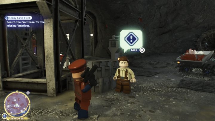 Accept the quest from the quest giver and go to the search area - LEGO Skywalker Saga: Canny Canid Evict - walkthrough - LEGO Skywalker Saga: Crait facility - LEGO Skywalker Saga Guide
