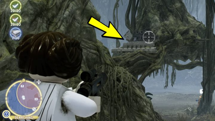 The gray elements can be found after breaking the blocks consisting of gray and white parts - LEGO Skywalker Saga: A Place to Crash Land - walkthrough - LEGO Skywalker Saga: Dagobah - Dragonlance Swamp - LEGO Skywalker Saga Guide