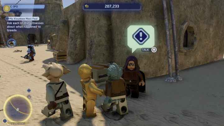 Another witness will be standing on the border of the search area - LEGO Skywalker Saga: Ma Klounkee Most Foul - walkthrough, description - LEGO Skywalker Saga: Tatooine - Mos Eisley - LEGO Skywalker Saga Guide