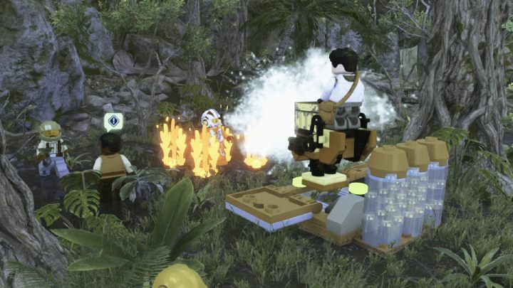 When you jump on the bricks with water tanks, a short cutscene will start - LEGO Skywalker Saga: Putting Out Fires - walkthrough - LEGO Skywalker Saga: Ajan Kloss - resistance camp - LEGO Skywalker Saga Guide