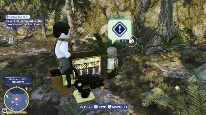 Talk to the man near the mountain, who will show you the next fire to put out - LEGO Skywalker Saga: Putting Out Fires - walkthrough - LEGO Skywalker Saga: Ajan Kloss - resistance camp - LEGO Skywalker Saga Guide