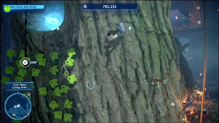 The first thing you have to do is insert the bar into the hole on the wall, otherwise the character will not jump to the brick - LEGO Skywalker Saga: Ewok Village - list of all puzzles - LEGO Skywalker Saga: Endor - LEGO Skywalker Saga Guide