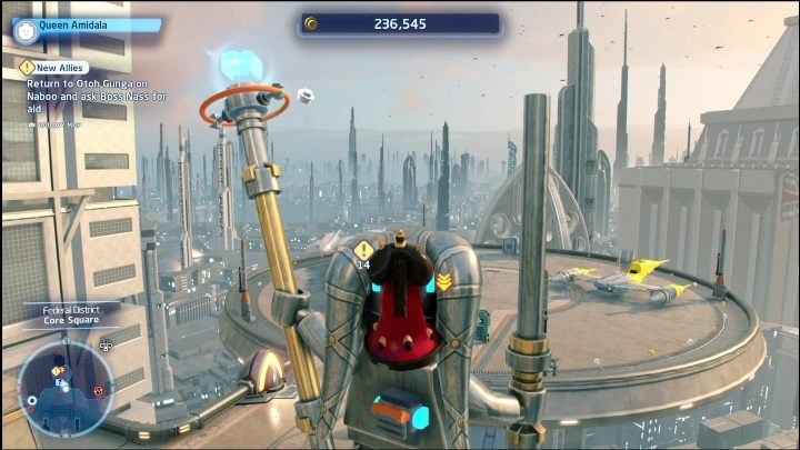 To reach this brick just climb the statue - LEGO Skywalker Saga: Federal District - list of puzzles - LEGO Skywalker Saga: Coruscant - LEGO Skywalker Saga Guide