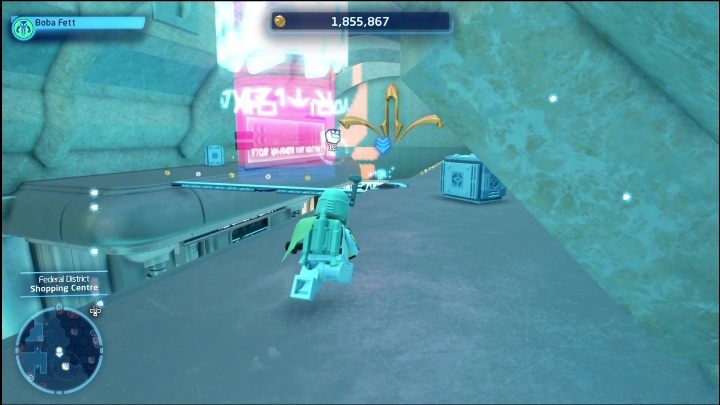 This brick can be found near the ceiling in the shopping part of the district - LEGO Skywalker Saga: Federal District - list of puzzles - LEGO Skywalker Saga: Coruscant - LEGO Skywalker Saga Guide