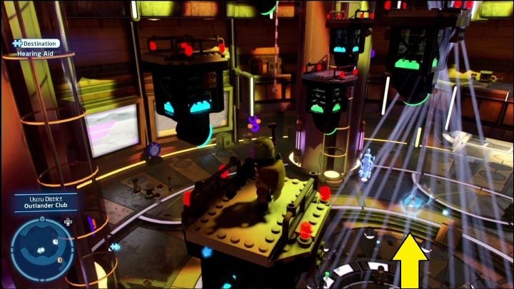 This brick is hanging inside a building where a party is taking place - LEGO Skywalker Saga: Uscru District - list of all puzzles - LEGO Skywalker Saga: Coruscant - LEGO Skywalker Saga Guide