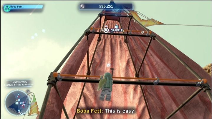 You can get to this brick by climbing the orange bars - LEGO Skywalker Saga: Forbidden Valley - list of all puzzles - LEGO Skywalker Saga: Pasaana - LEGO Skywalker Saga Guide